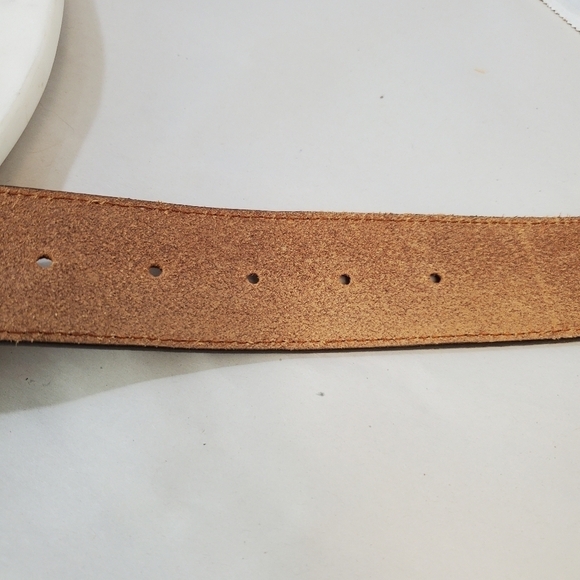 Christian Audigier Small Brown Leather Belt Skulls Roses Gold Halloween 90s Rare main image 9